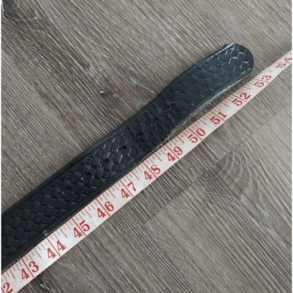 Men's Black Basketweave Leather Belt 48